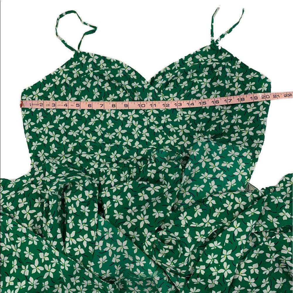 ELIZA J Floral Faux Wrap High/Low Midi Dress Green White Women's Size 18 - Picture 12 of 15